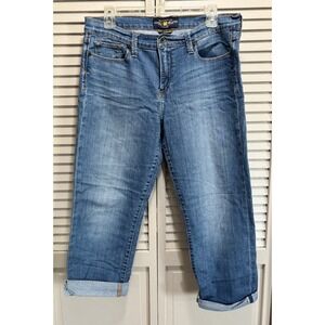 Lucky Brand Sophia Med Wash Cuffed Capri Jeans Size 16/33 Mid Rise Pockets